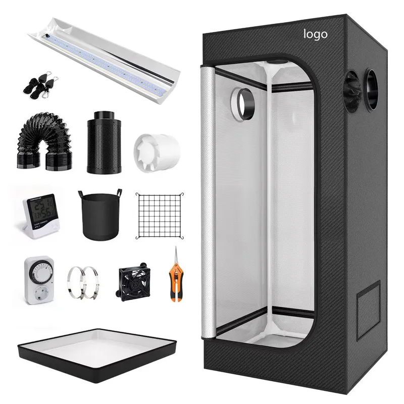 Grow Tent Complete Kit - Maßgefertigtes 600D Mylar-Gewebe Gewächshaus-Zelt, Hochreflektierendes Mylar